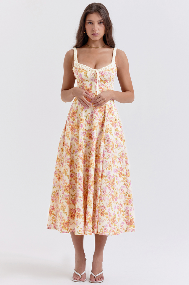 Sabrina Ivory Print Bustier Sundress