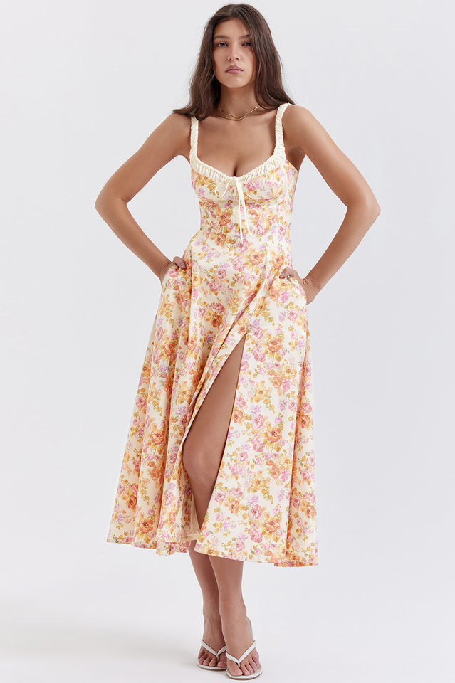 Sabrina Ivory Print Bustier Sundress