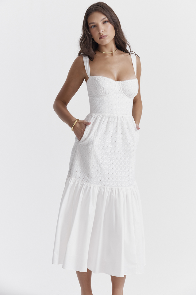 Elia White Broderie Anglaise Midi Dress