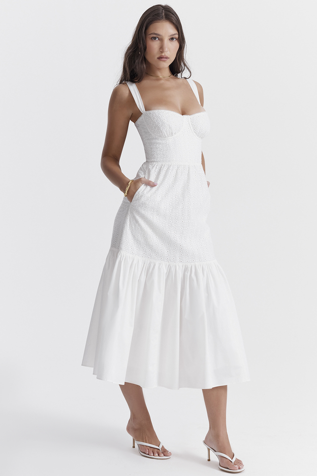 Elia White Broderie Anglaise Midi Dress