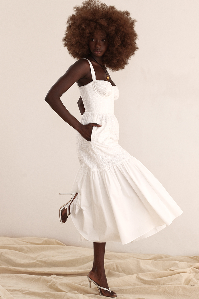 Elia White Broderie Anglaise Midi Dress