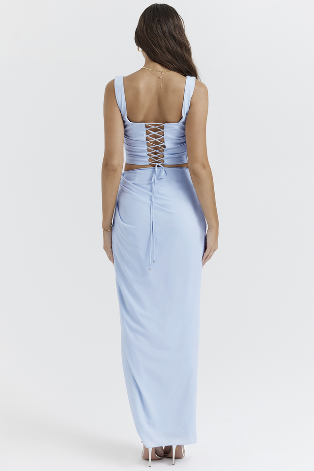 Vesper Soft Blue Top + Maxi Skirt Set