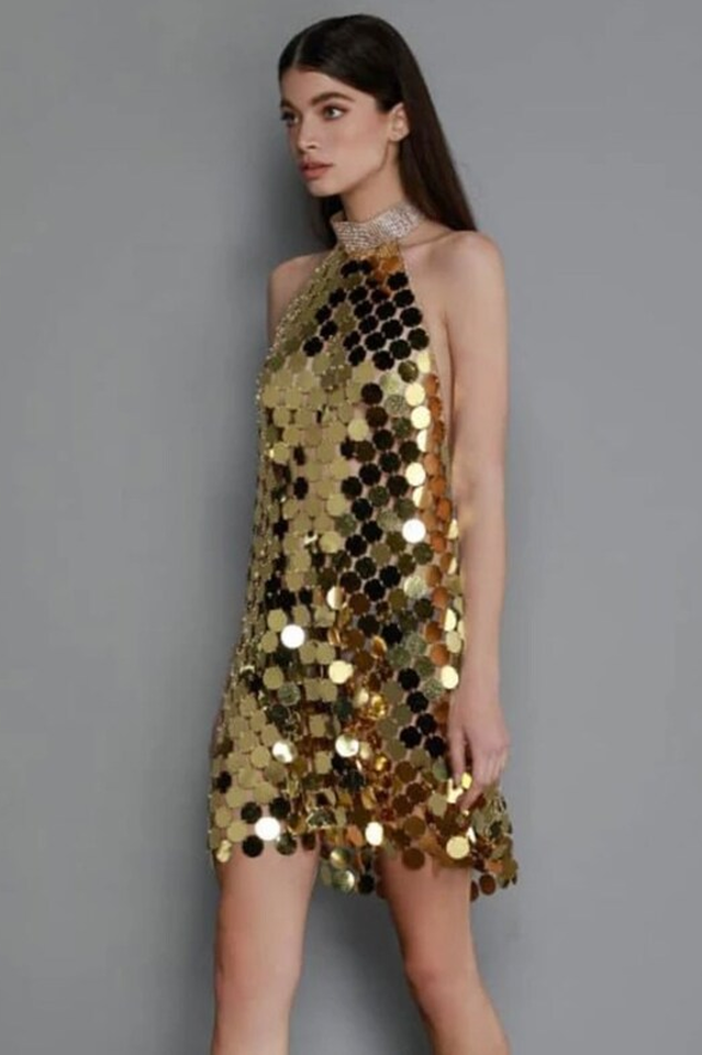 Kimora Halterneck Chainmail Mini Dress