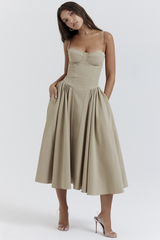 Samaria Taupe Corset Sun Dress