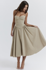 Samaria Taupe Corset Sun Dress