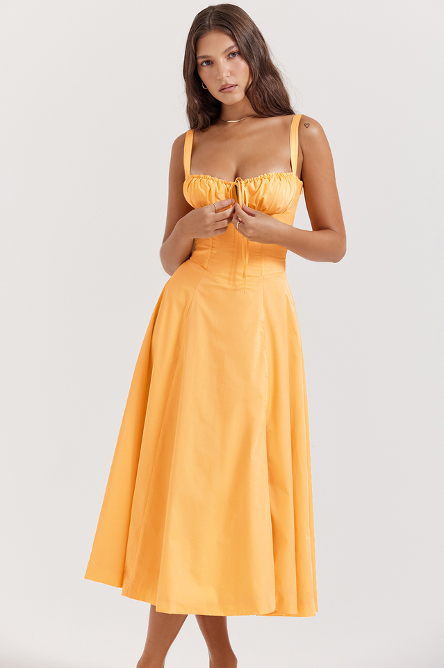 Carmen Tangerine Bustier Sundress