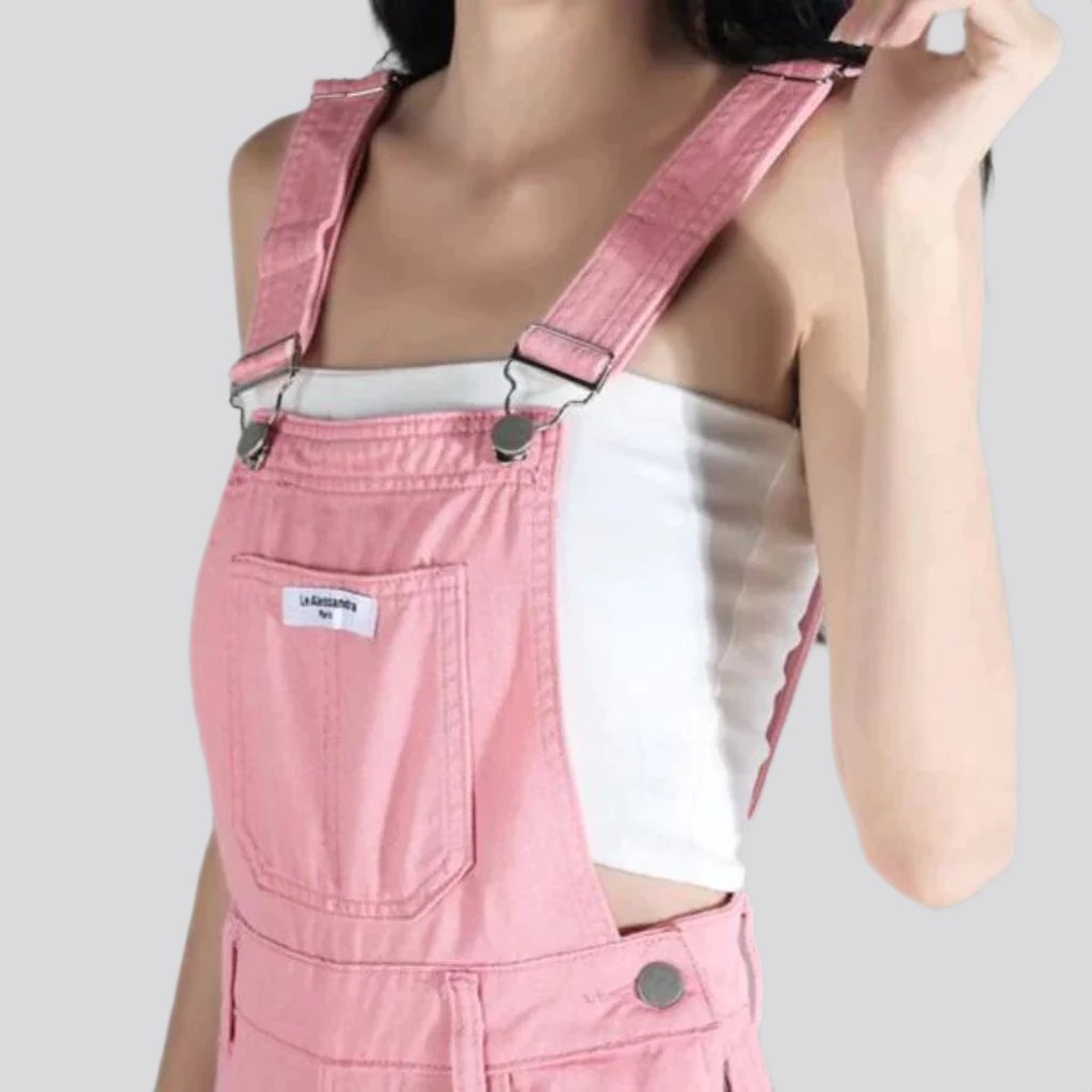 Y2k color denim jumpsuit for ladies