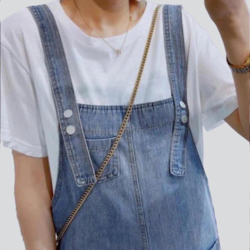 Women's denim romper with bands