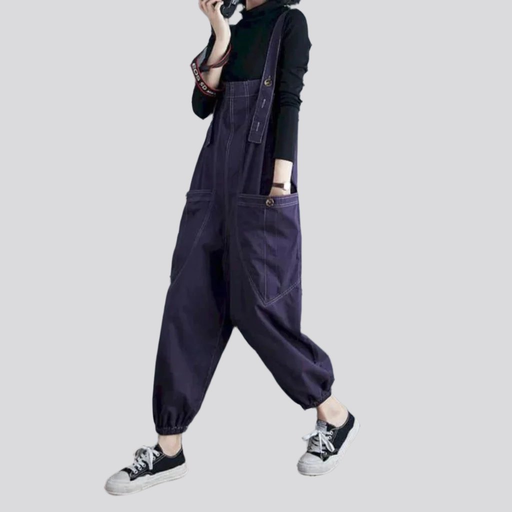 Y2k color denim jumpsuit for women