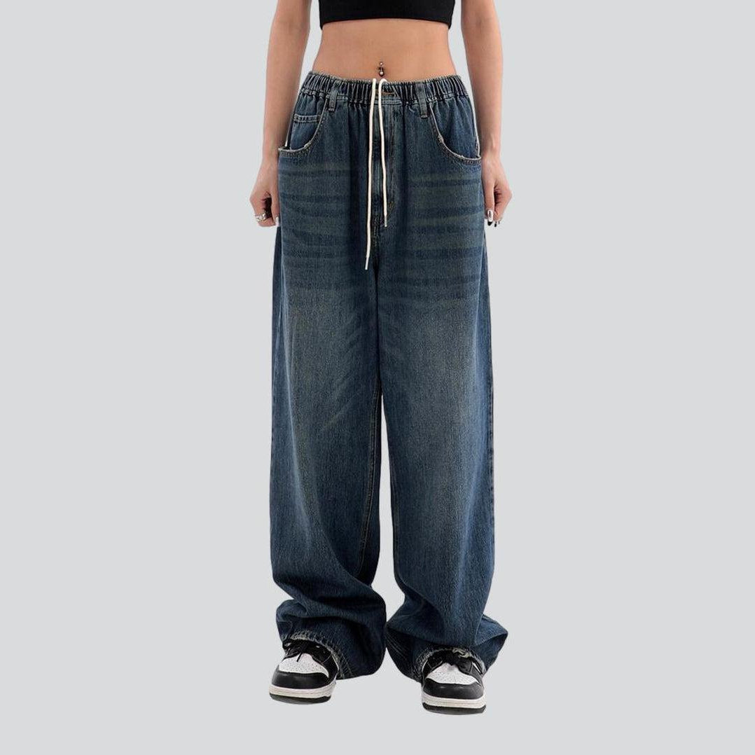 Women's baggy jeans with drawstrings