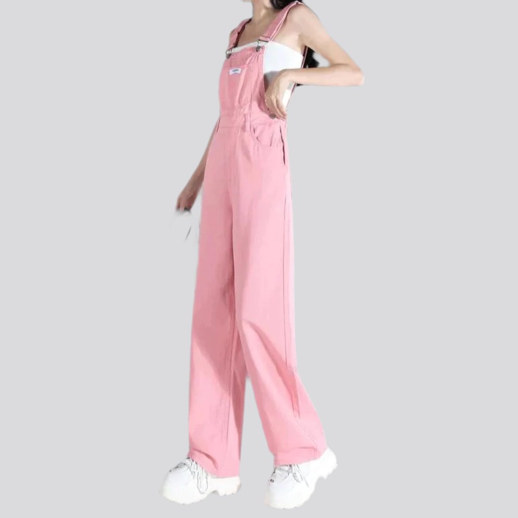 Y2k color denim jumpsuit for ladies