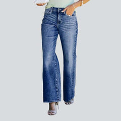 Whiskered women's wide leg jeans