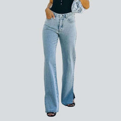 Wide leg bottom slit jeans