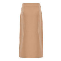 Asymmetrical Split Front Button Down High Waist Wrap Midi Skirt - Khaki