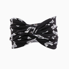 Vacation Ready Butterflies Print Twist Front Turban Headband - Black