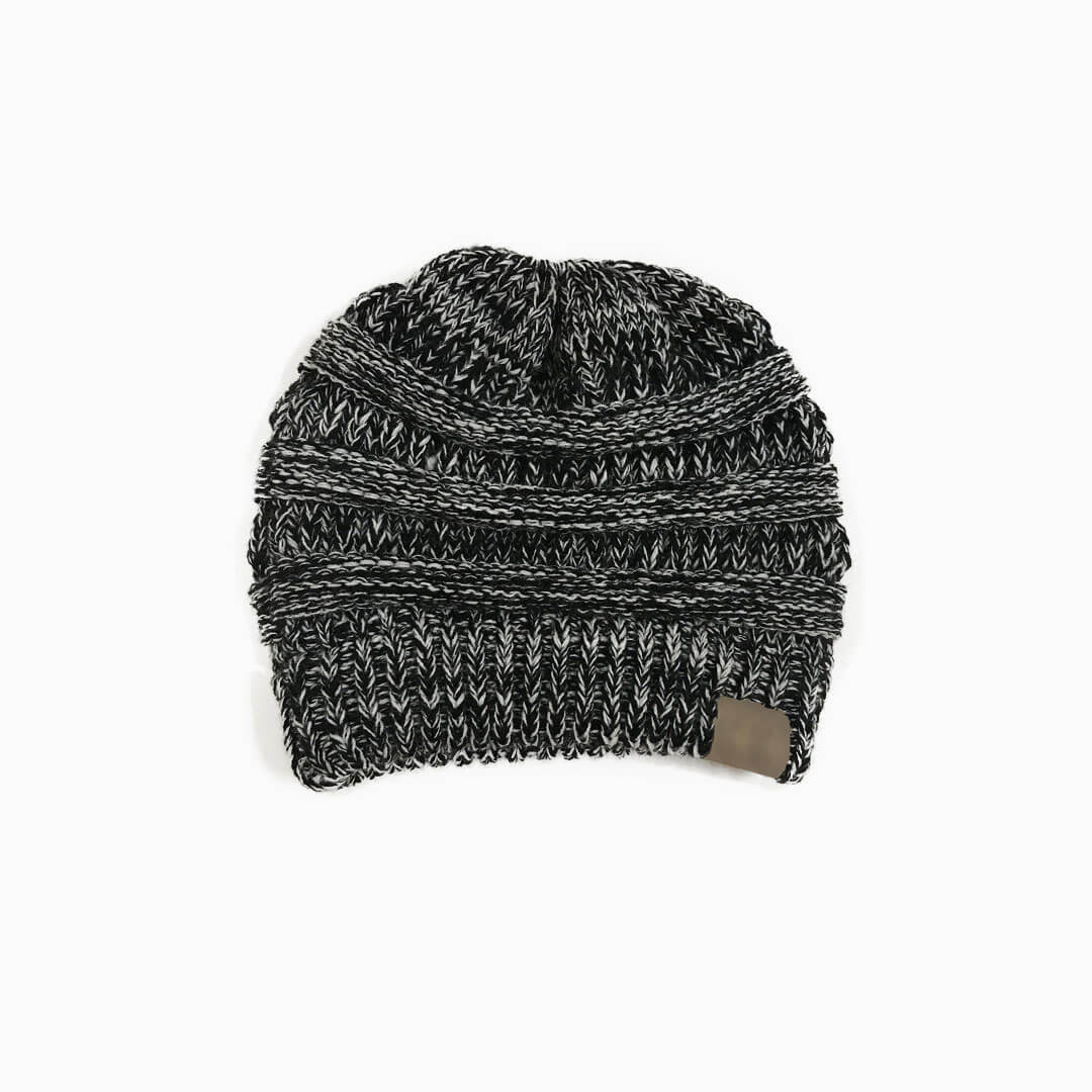 Warm Me Up Ponytail Winter Beanie Chunky Rib Knit Hat