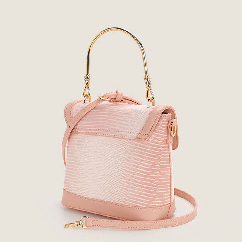 Cute Gradient Embossed Detail Foldover Top Handle Crossbody Bag - Pink