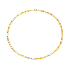 Modern Style Plated Large Paperclip Chain Link Necklace - Gold