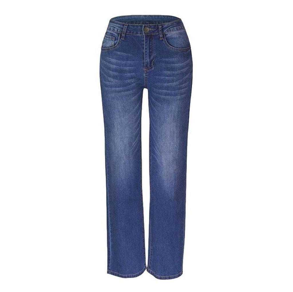 Whiskered women's wide leg jeans