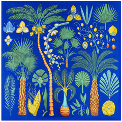 Tropical Print Oversized Square Silk Twill Scarf - Klein Blue